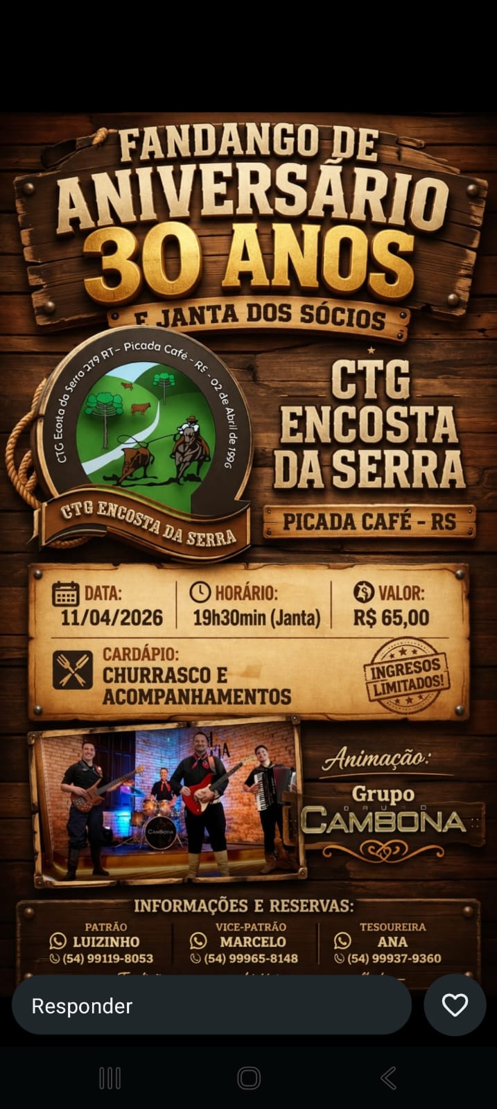 Fandango de Aniversário 30 Anos CTG Encosta Da Serra Picada Café